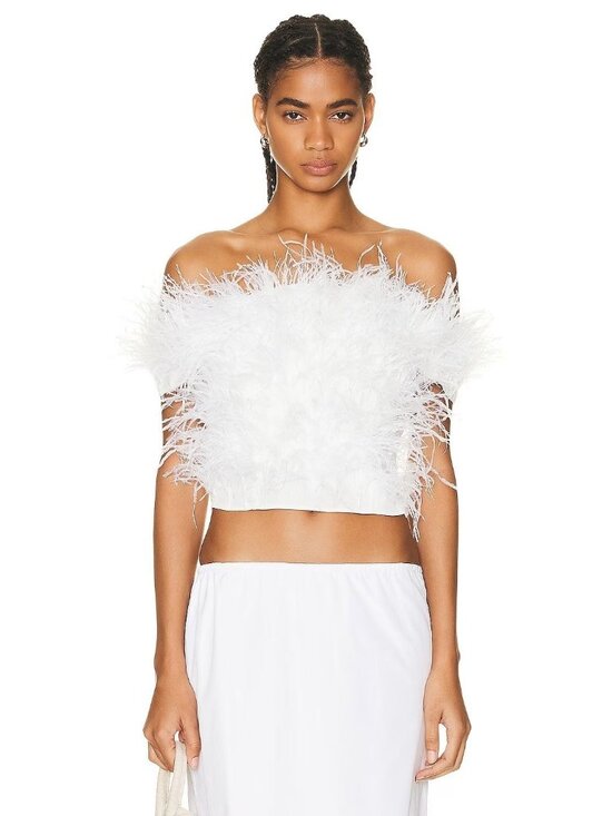 cult gaia Tops - Cult Gaia Sosha Feather Top in Off White 6 New Womens Blouse